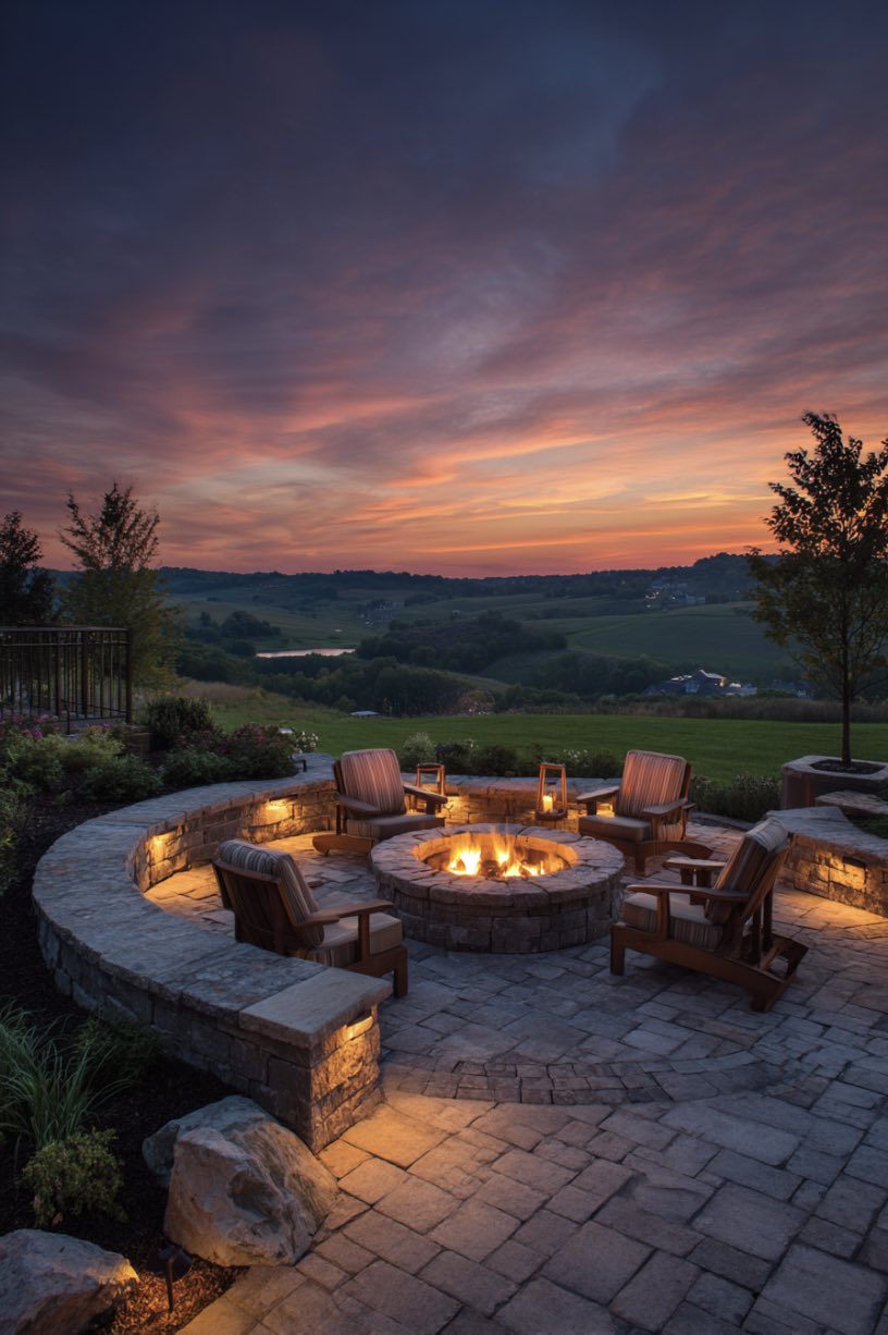 Fireside Views Under Twilight Skies