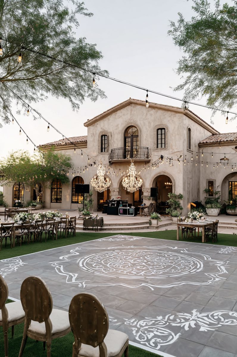 Sunset Dance Floor at an Italian-Style Mansion