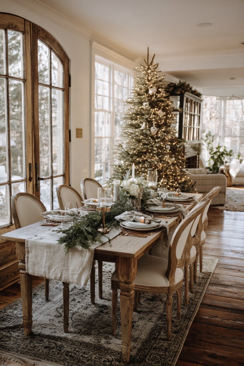 11. Neutral Copper Accent Christmas Dining