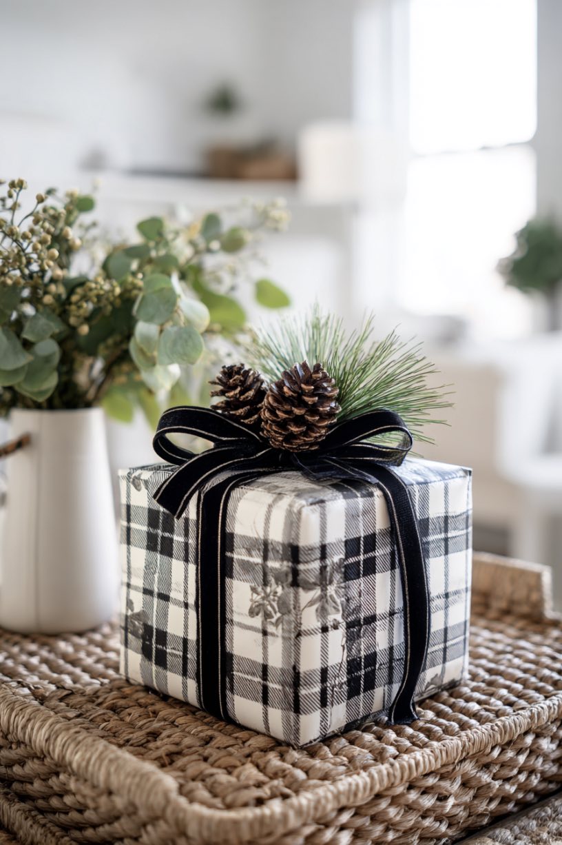 11. Plaid Gift Farmhouse Bathroom Accent