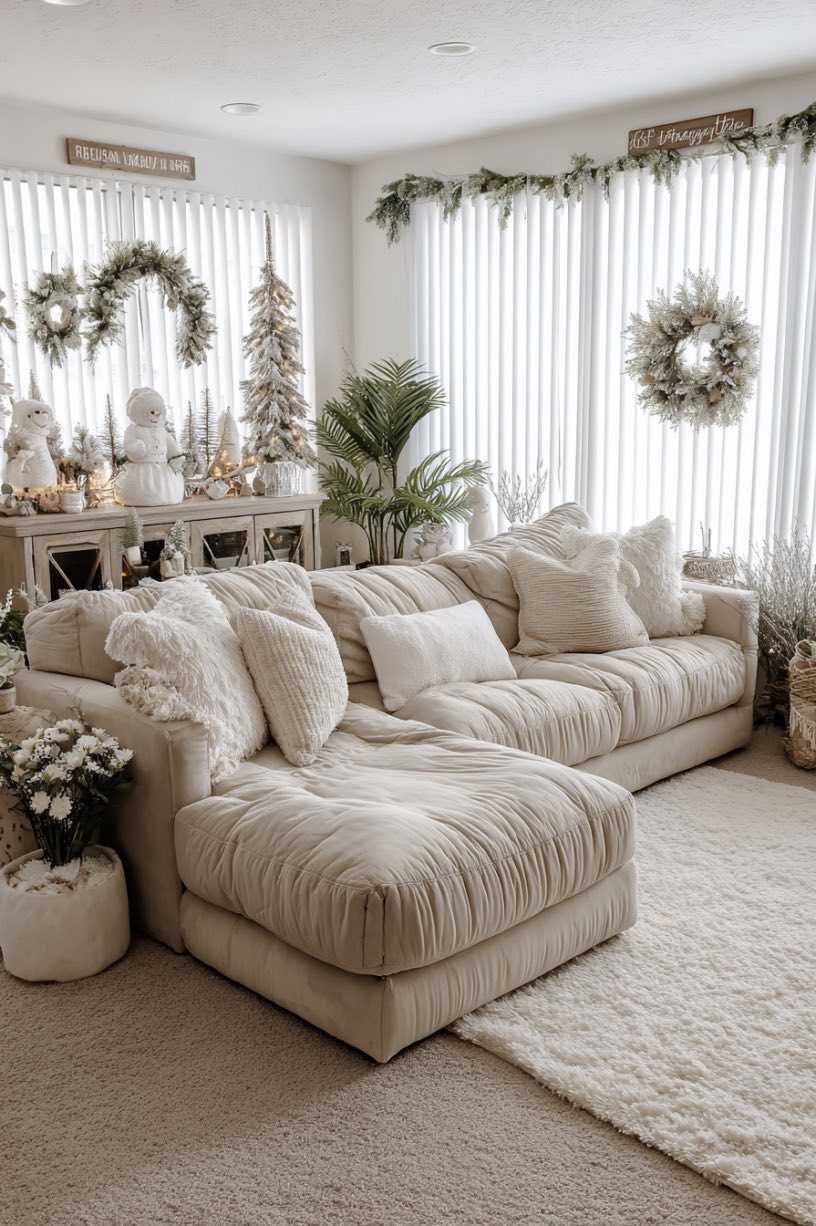 12. Beige Sofa Christmas Living Room