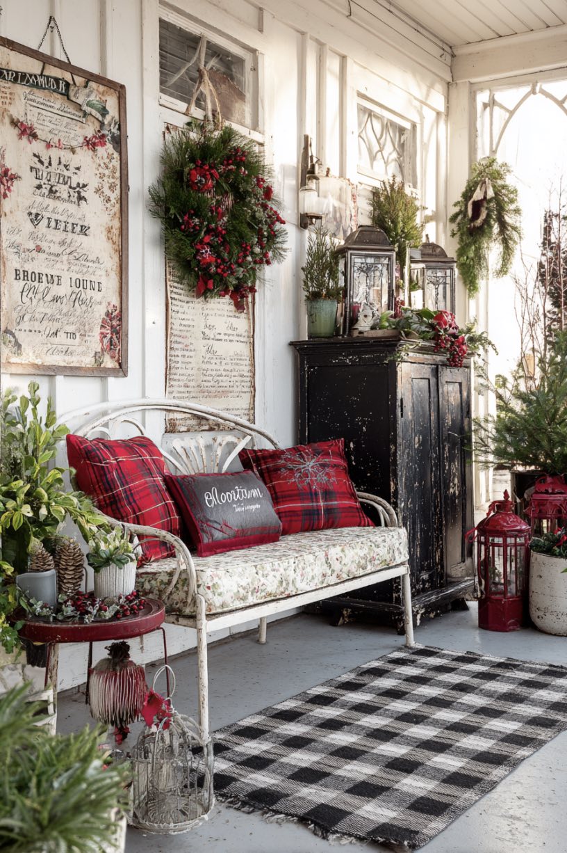 Porch Dressed in Plaid and Joy