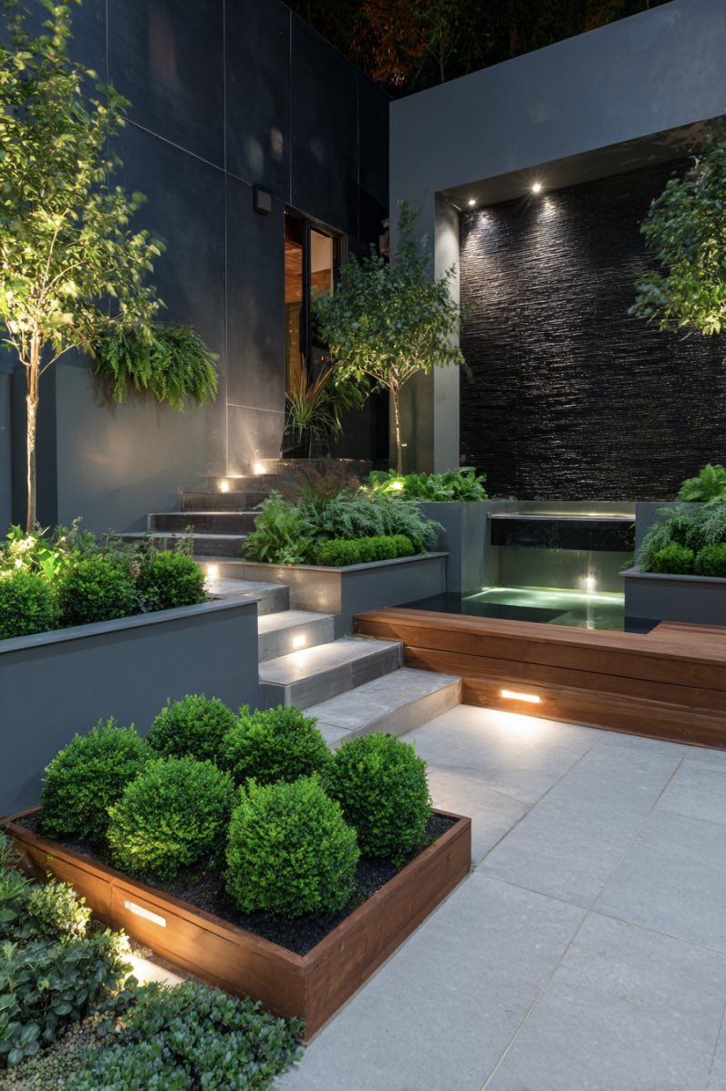 Boxwood Structure in Modern Garden