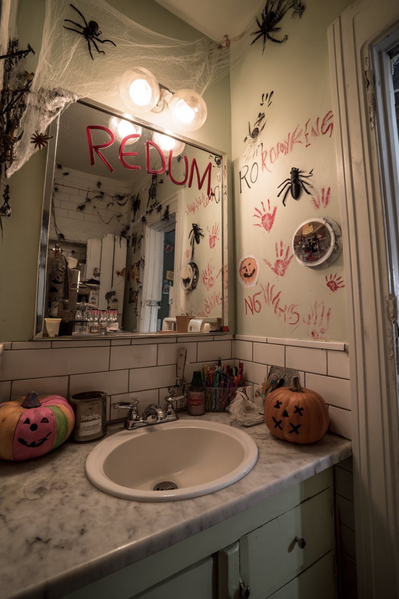 Creepy Bathroom Mirror Scene