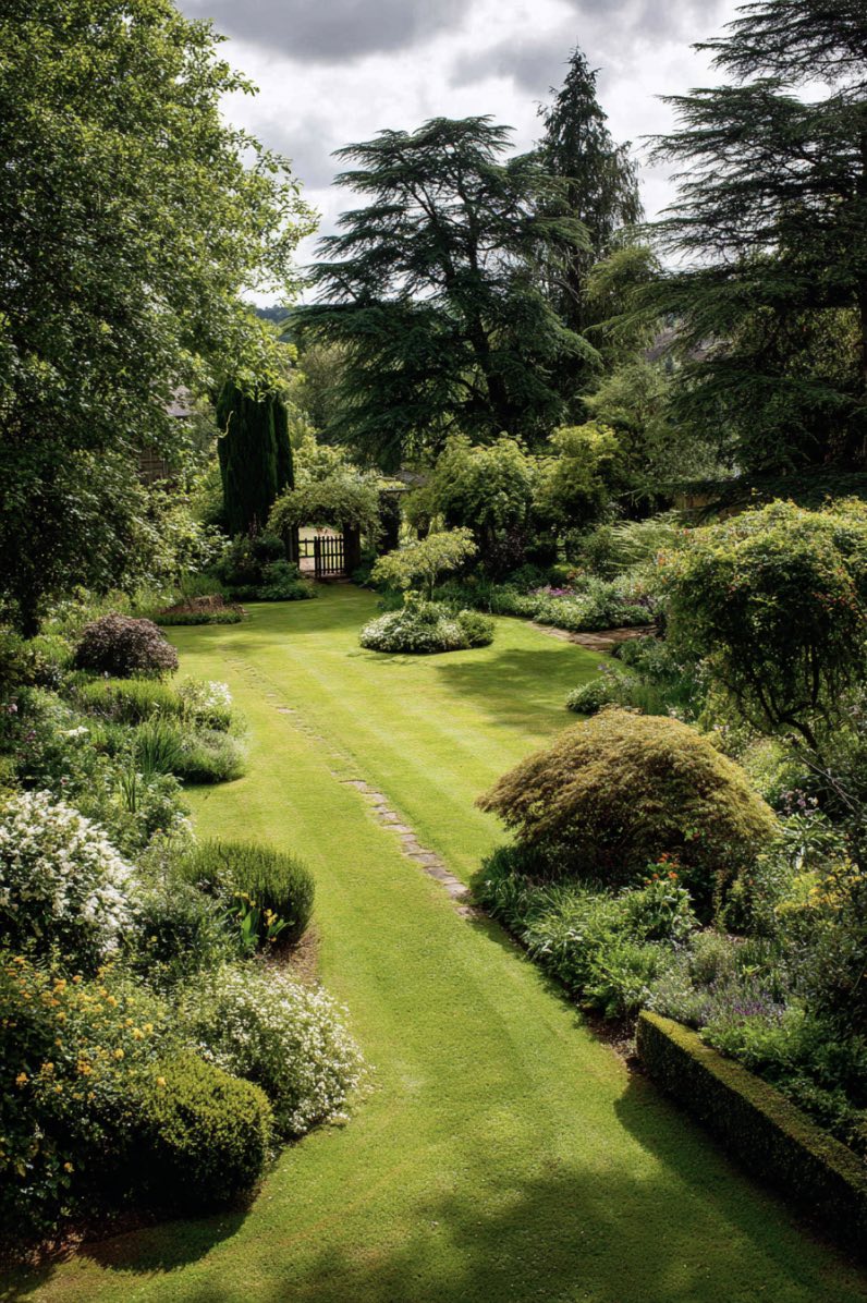 Boxwood Borders in a Breezy English Garden