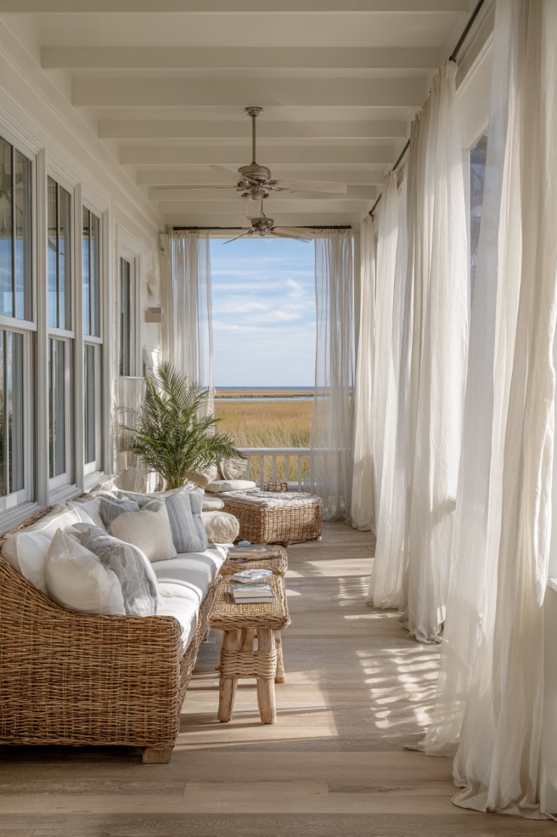Coastal Calm with Flowing Curtains