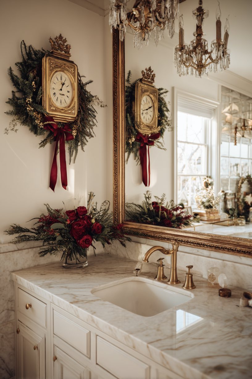 16. Brass Vintage Christmas Vanity Styling