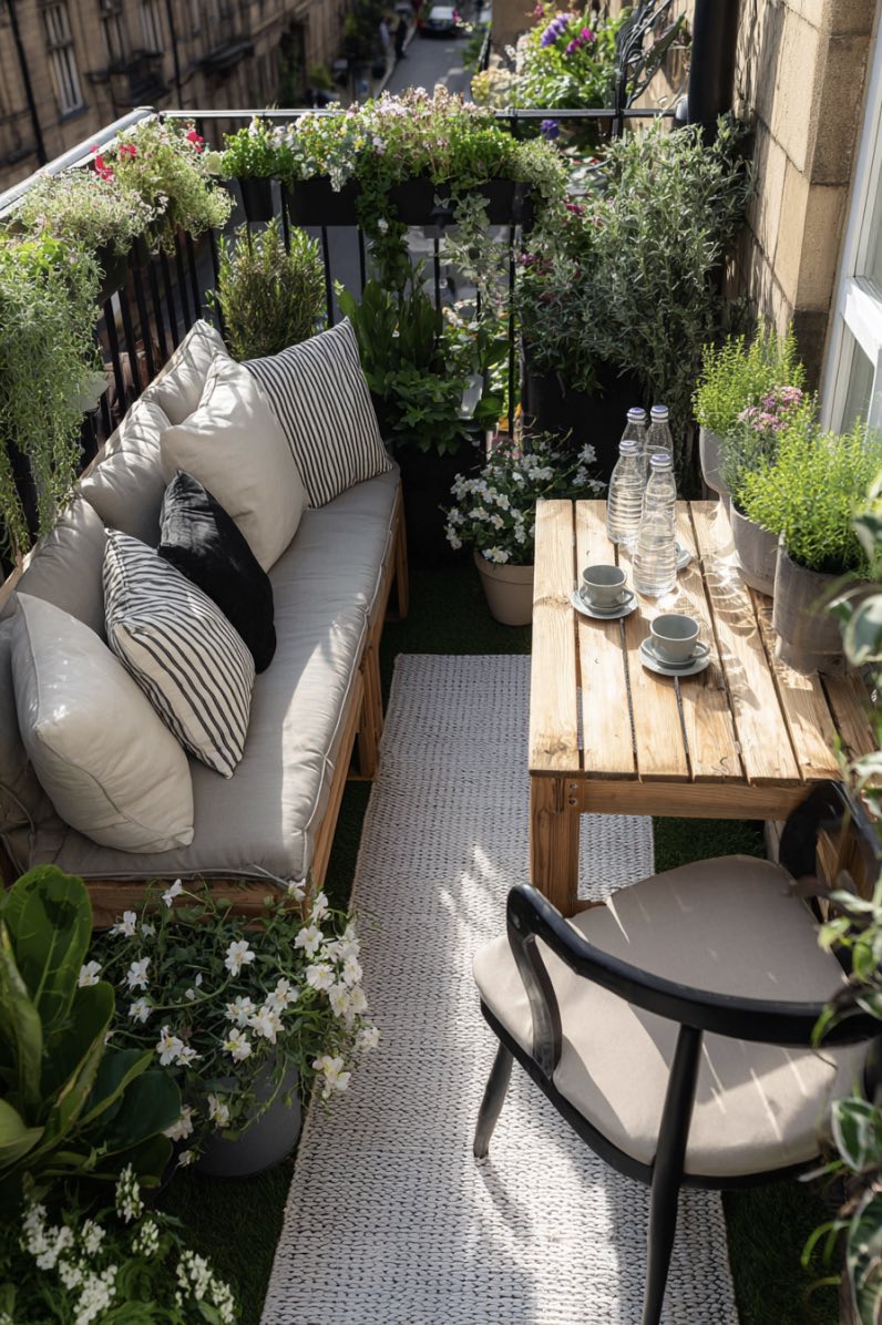Cozy Plant-Filled Balcony Ideas