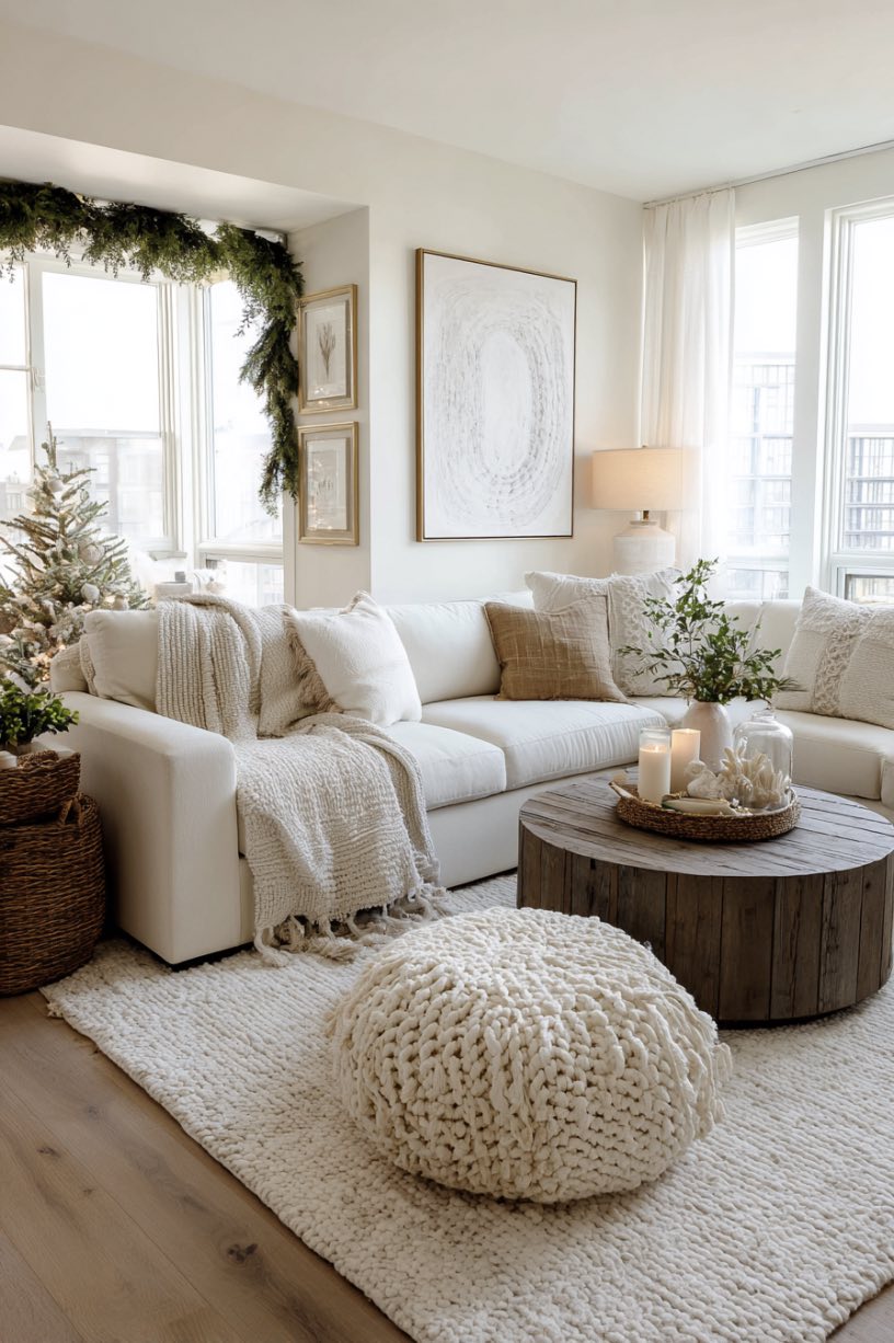 16. Modern Farmhouse Christmas Garland Display
