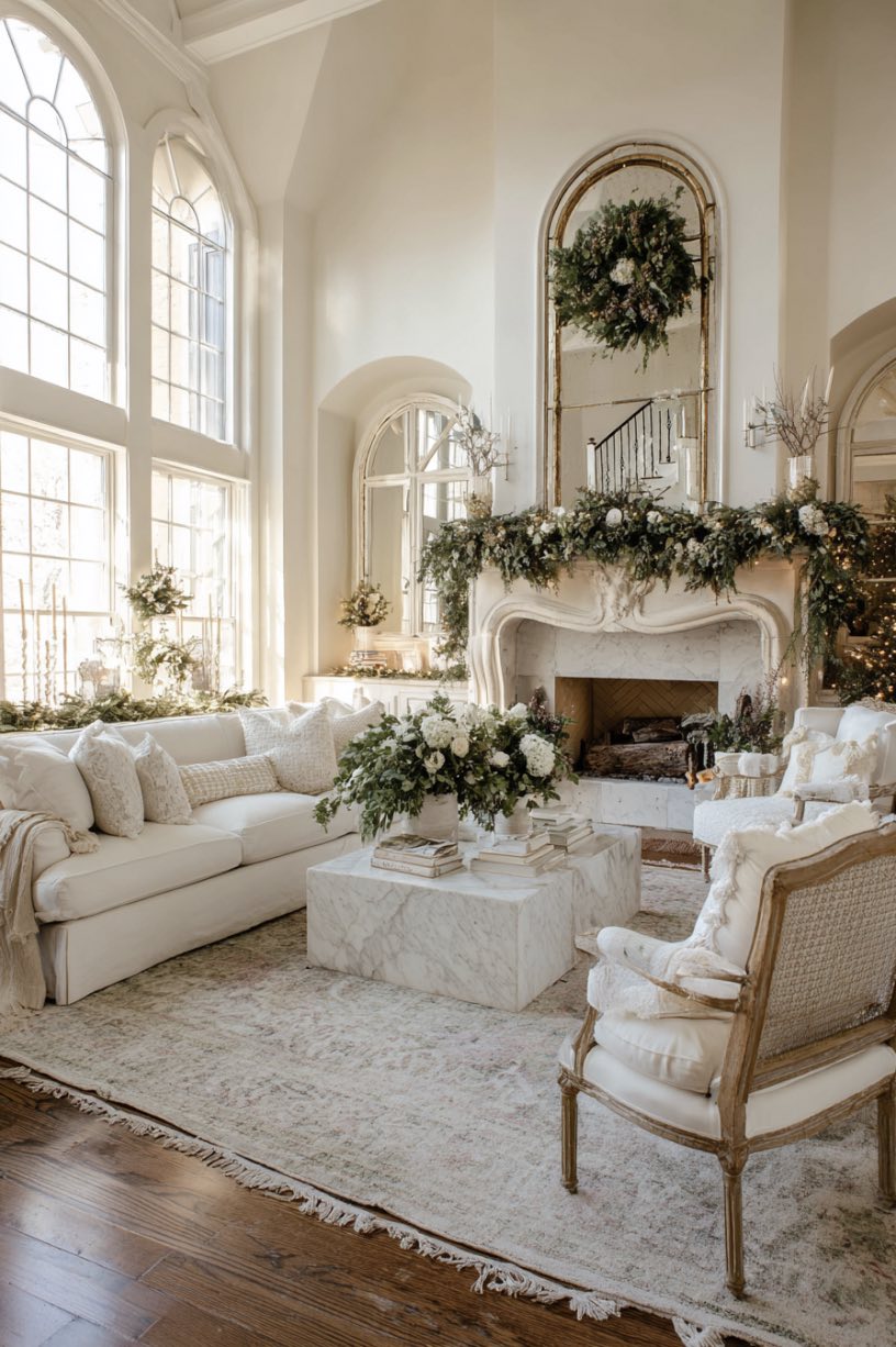 17. French Country Christmas Living Room