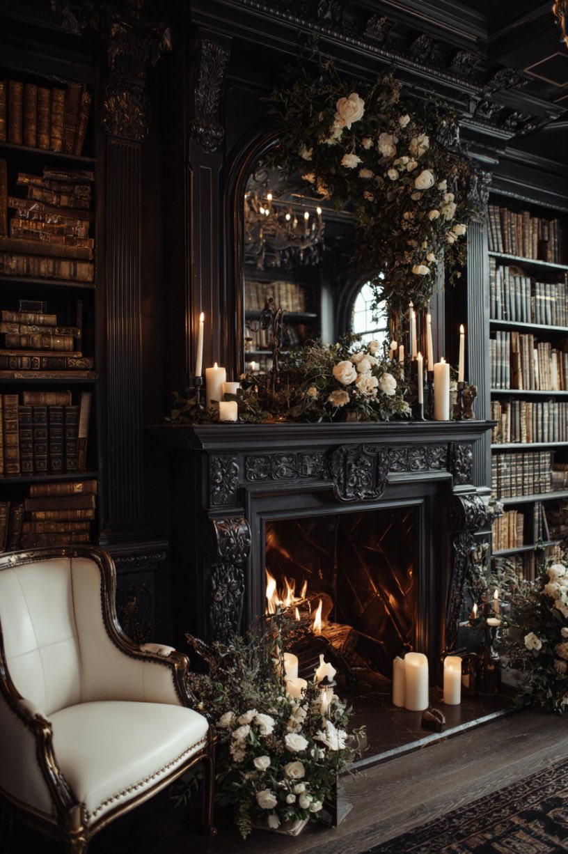 Elegant Gothic Fireplace Library