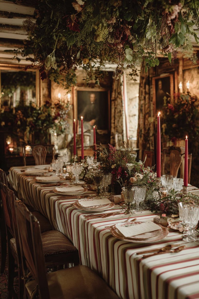 18. English Country Christmas Dining Elegance