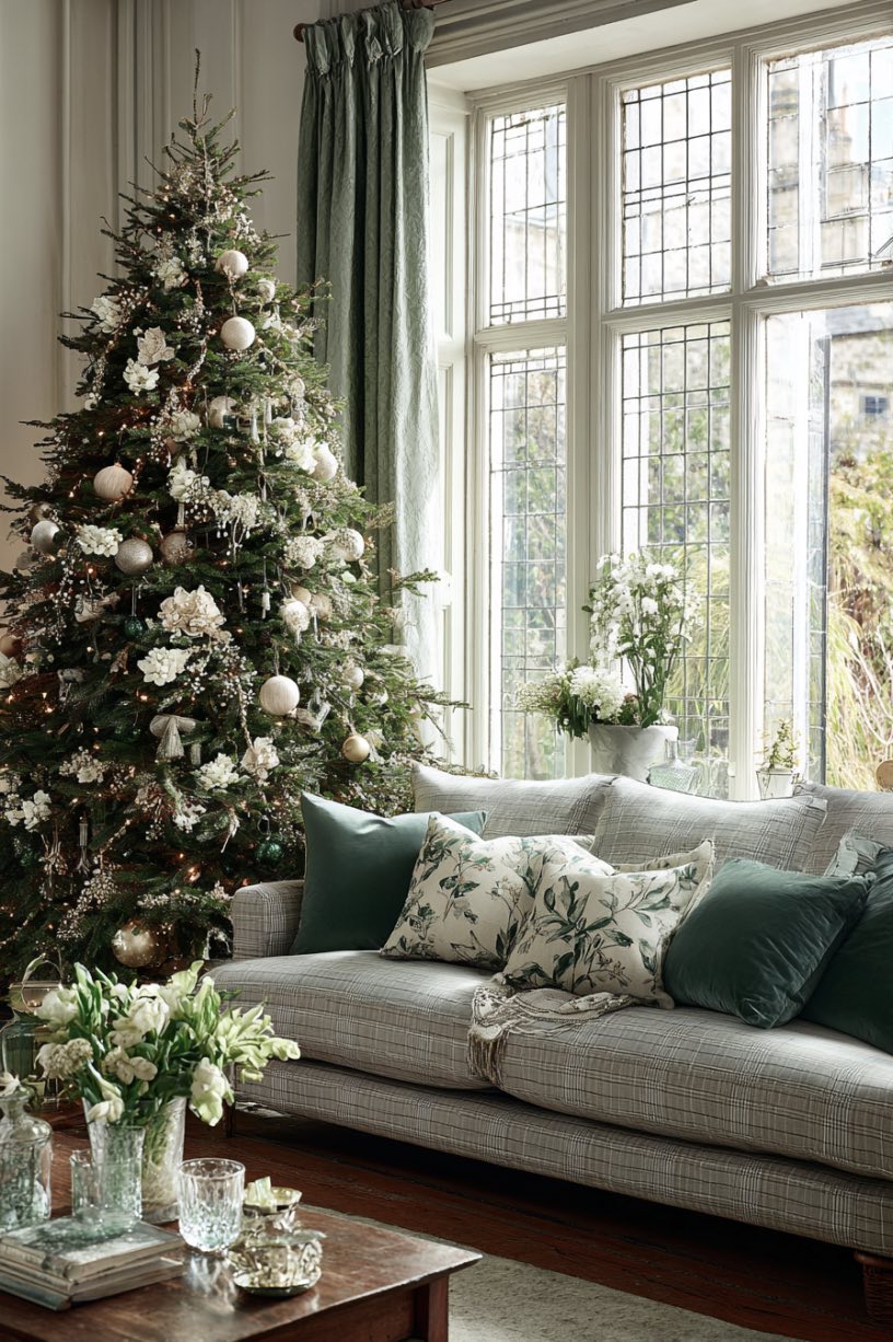 19. English Living Room Christmas Corner