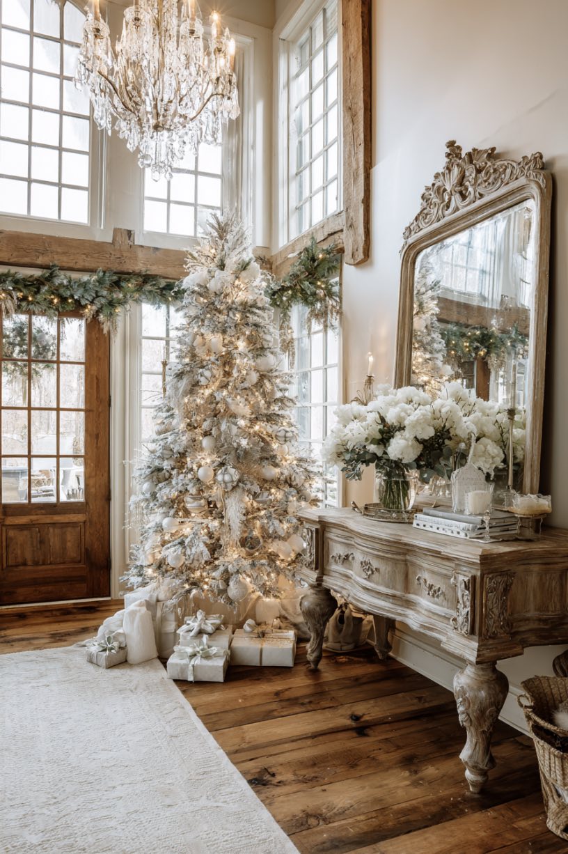 19. French Country White Christmas Tree