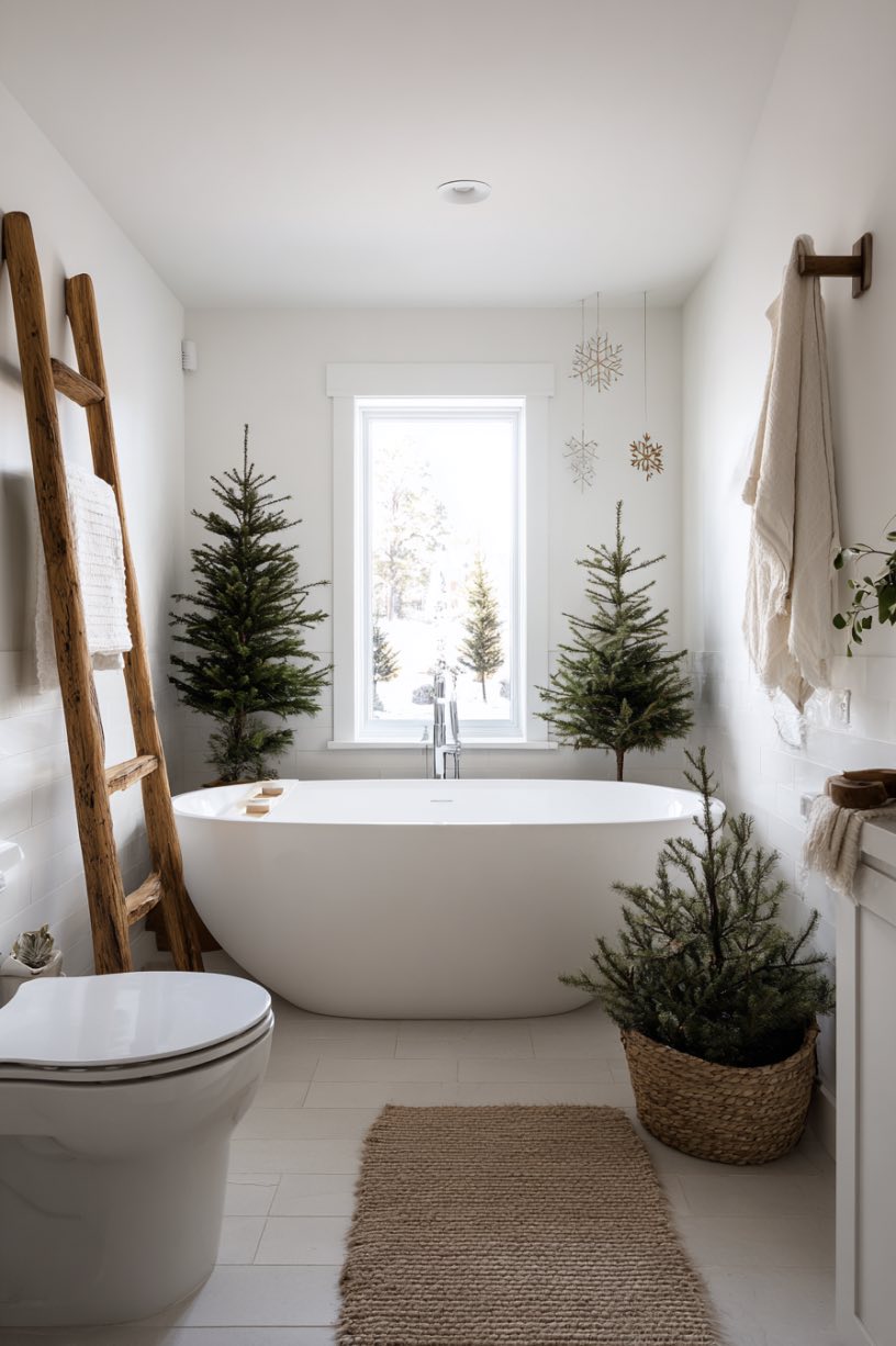 19. Minimalist Christmas Tree Bathroom Decor