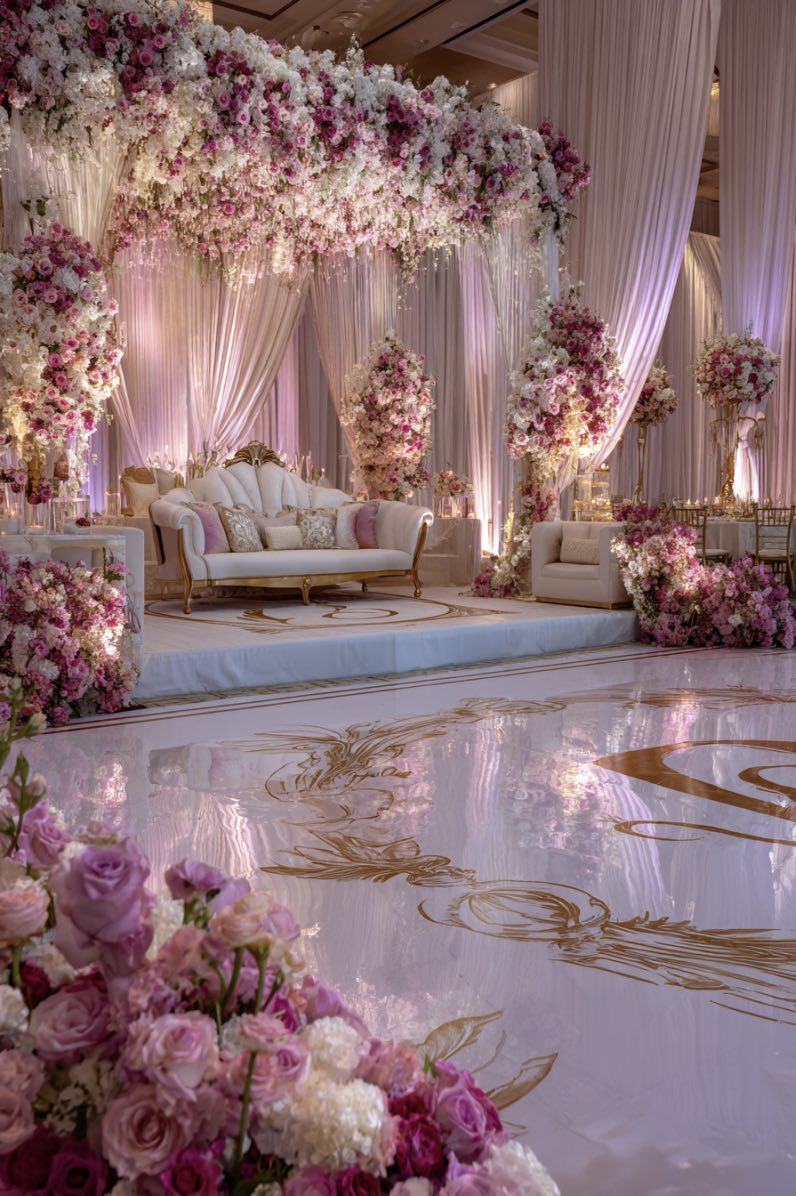 Romantic Elegance with Floral and Gold Touches