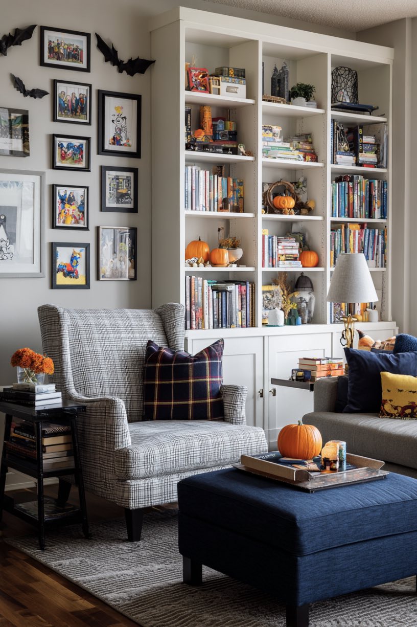 Cozy Pumpkin and Plaid Living Room