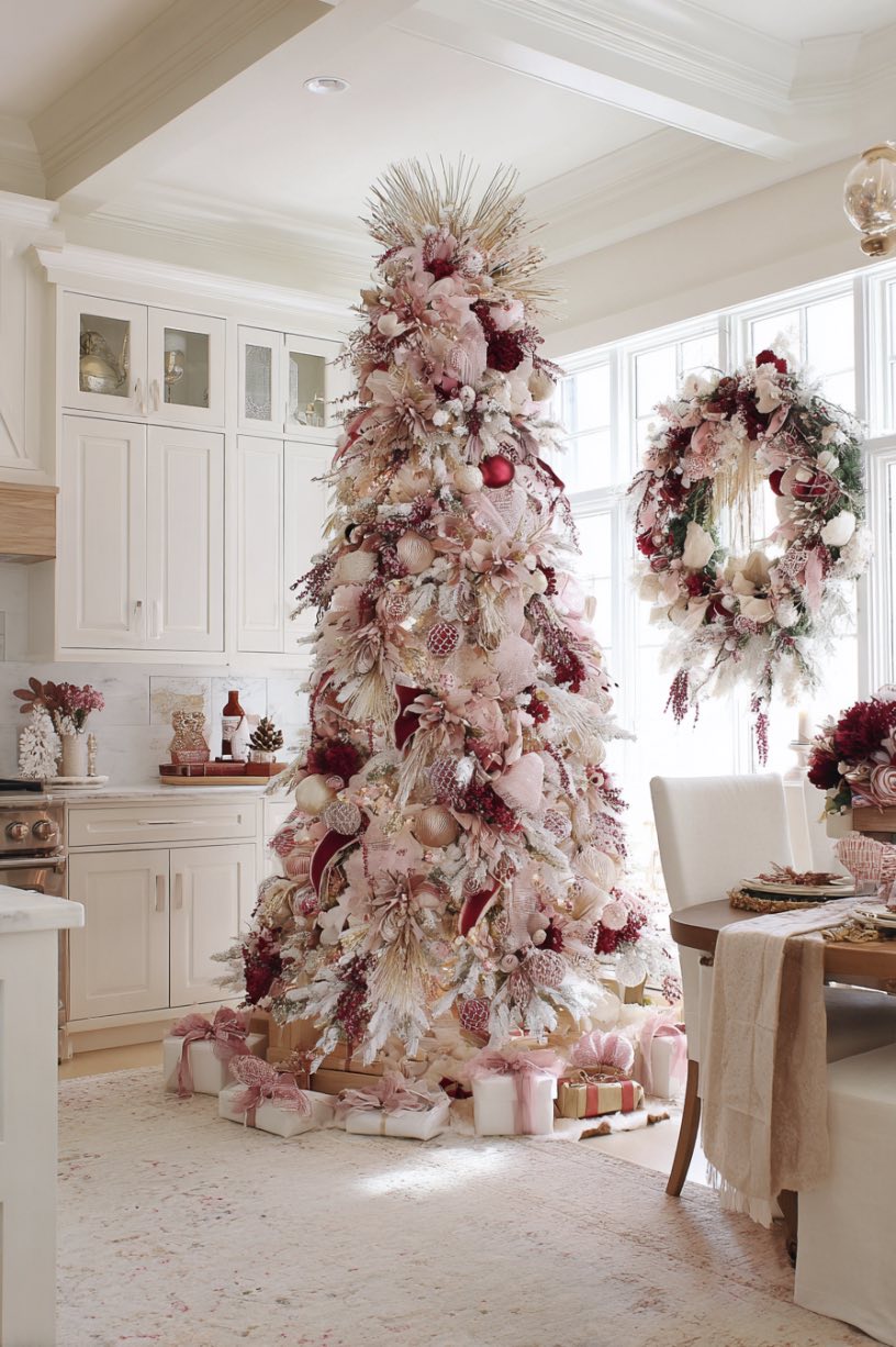 2. Pink and Gold Kitchen Christmas Tree