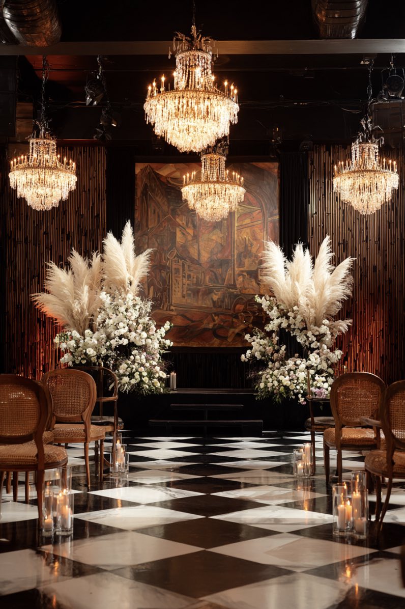 Art Deco Wedding with Checkered Dance Floor