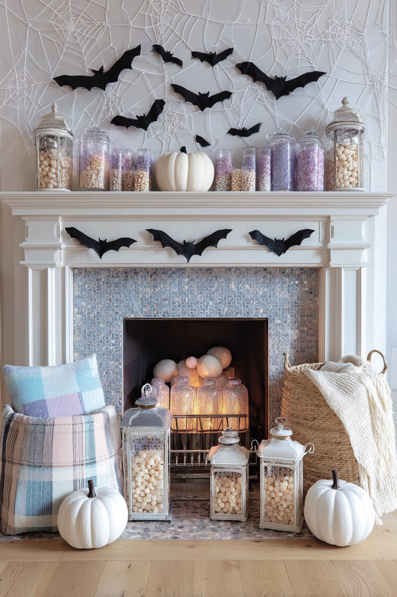 Glitter and Pumpkin Fireplace Corner
