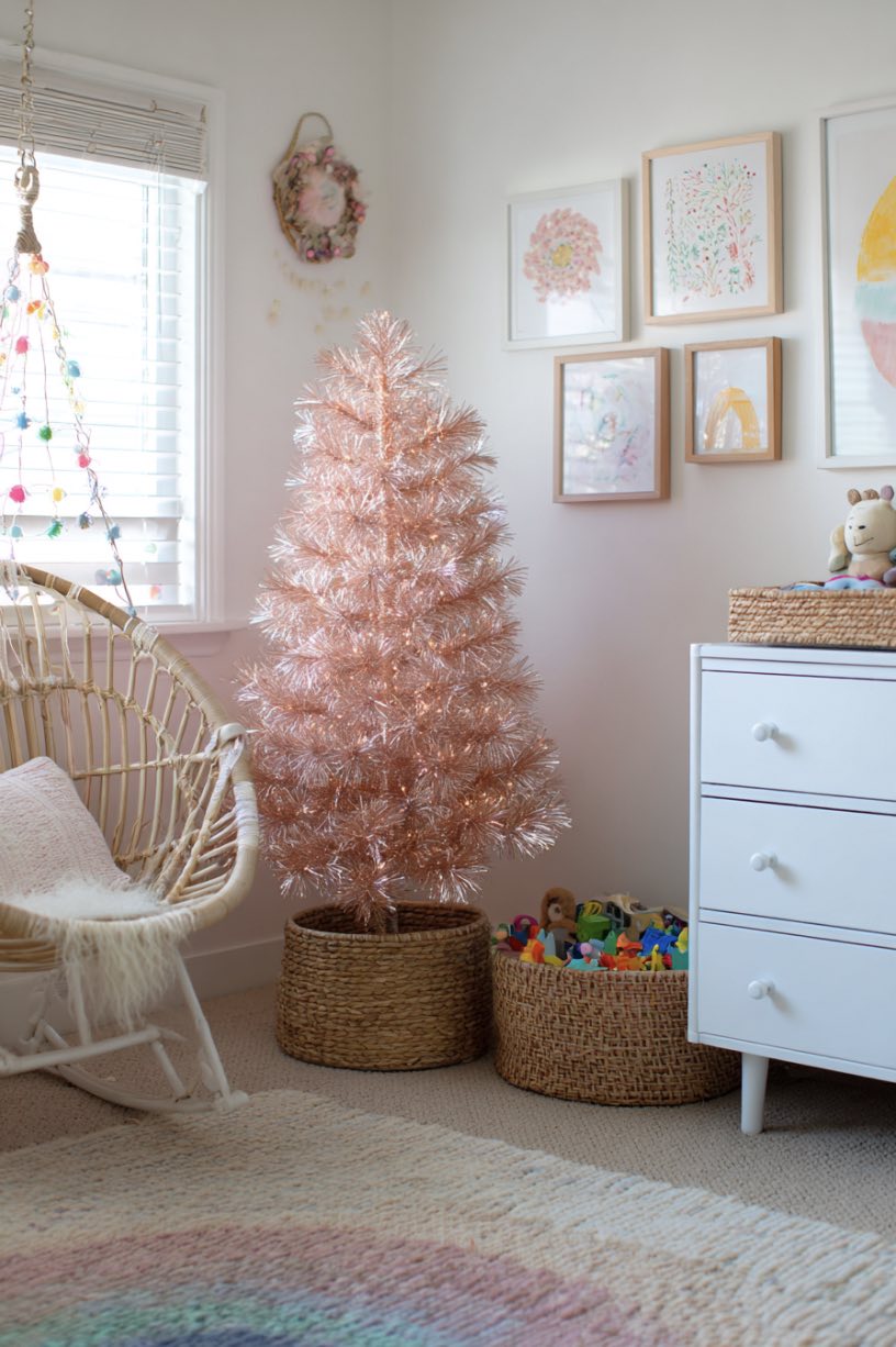 Rose Gold Tinsel Tree Delight