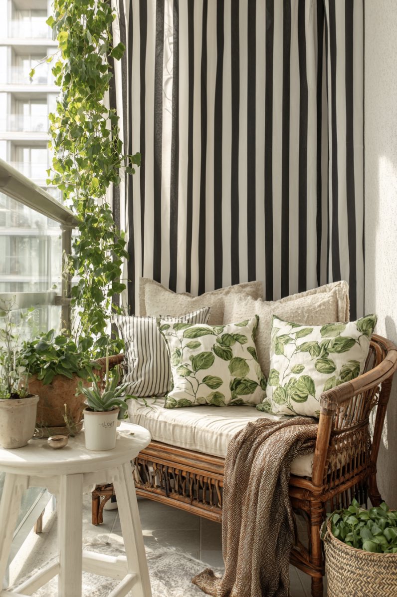 Striped Serenity for Small Balcony Ideas