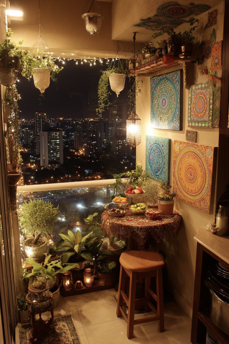 Boho Glow for Small Balcony Ideas