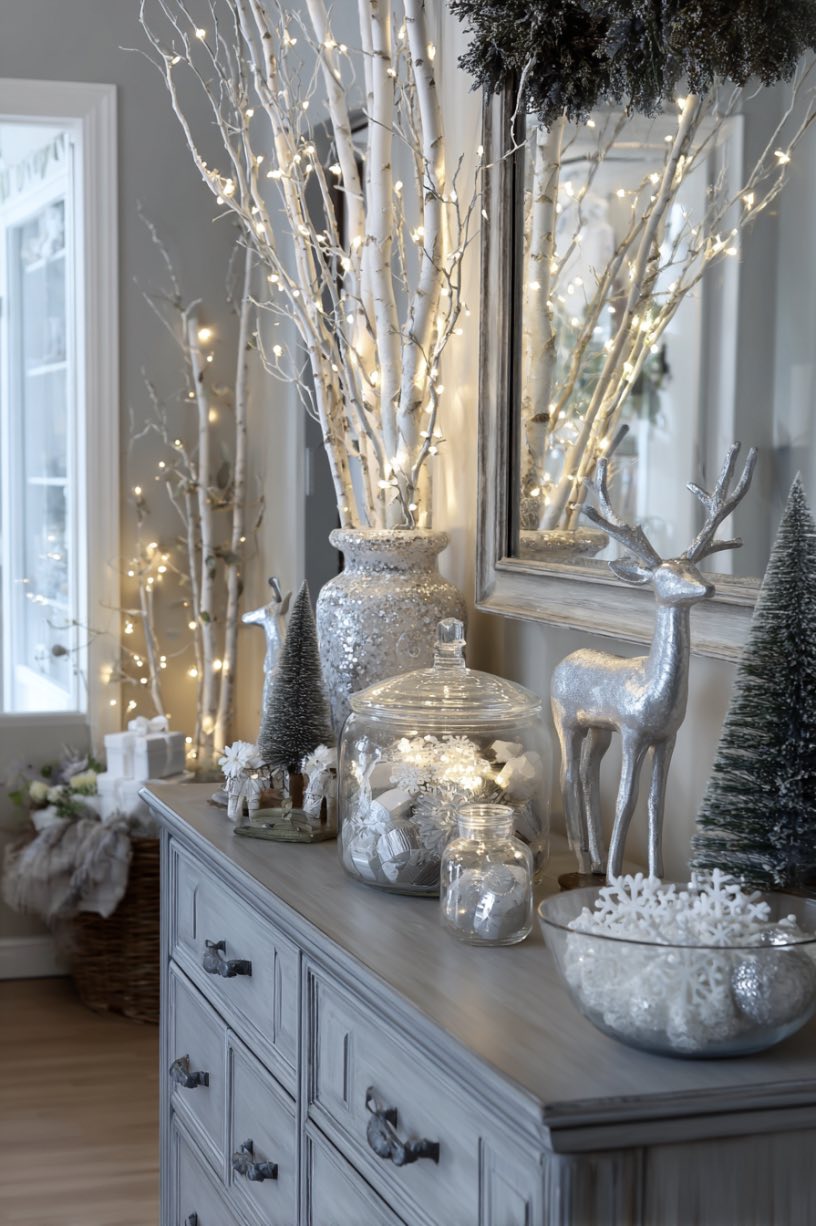 9. Entryway Console Christmas Styling