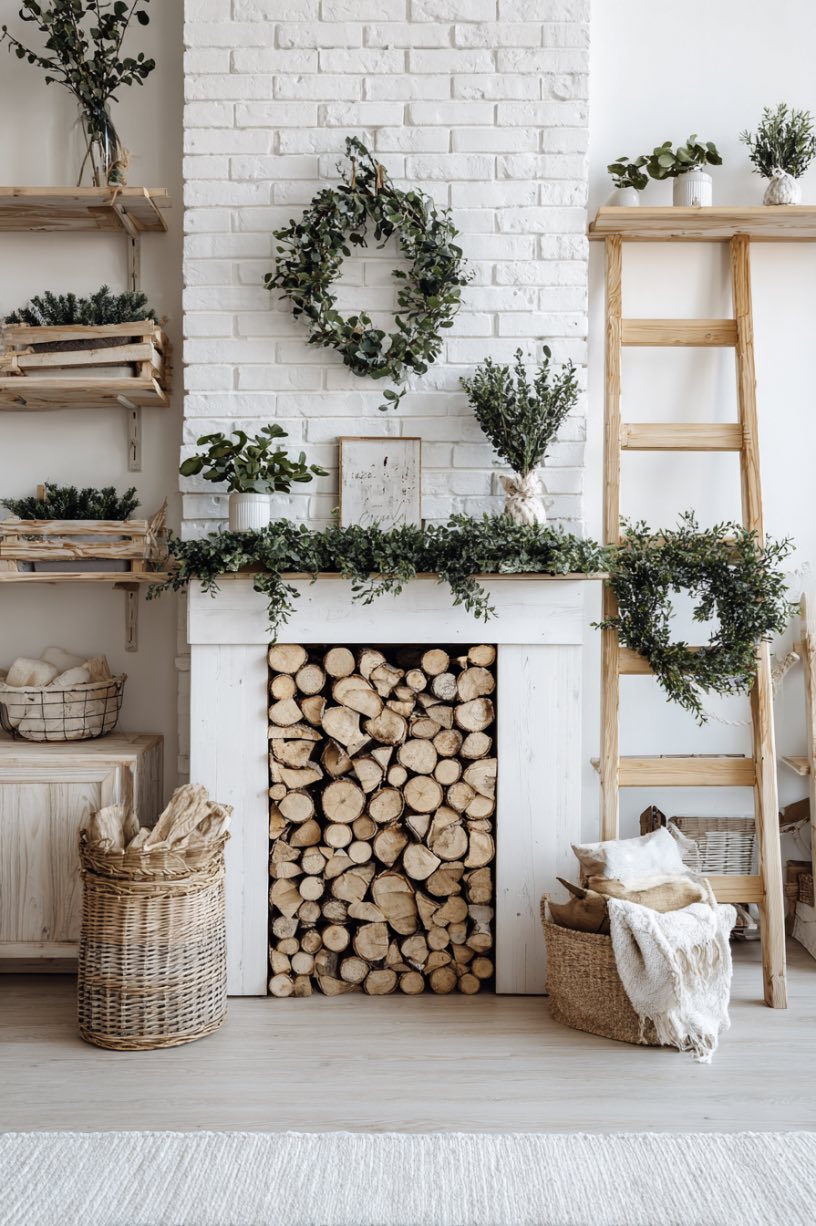 9. Minimalist Christmas Fireplace Design